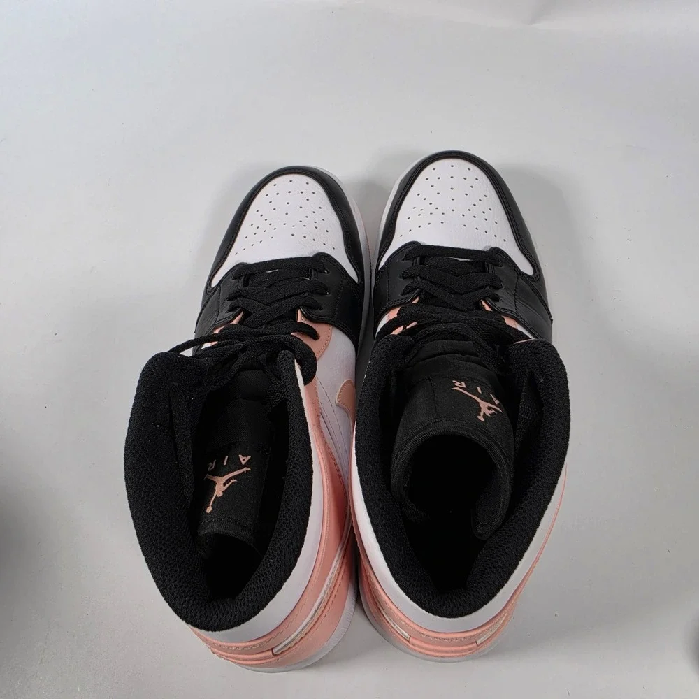 Nike Air Jordan 1 Mid Men's 9 Crimson Tint Pink White Black High Top Sneakers